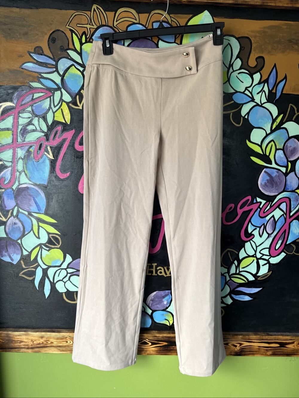 Edit By Nine Gold Buttoned Pants, Taupe, Size Medium
